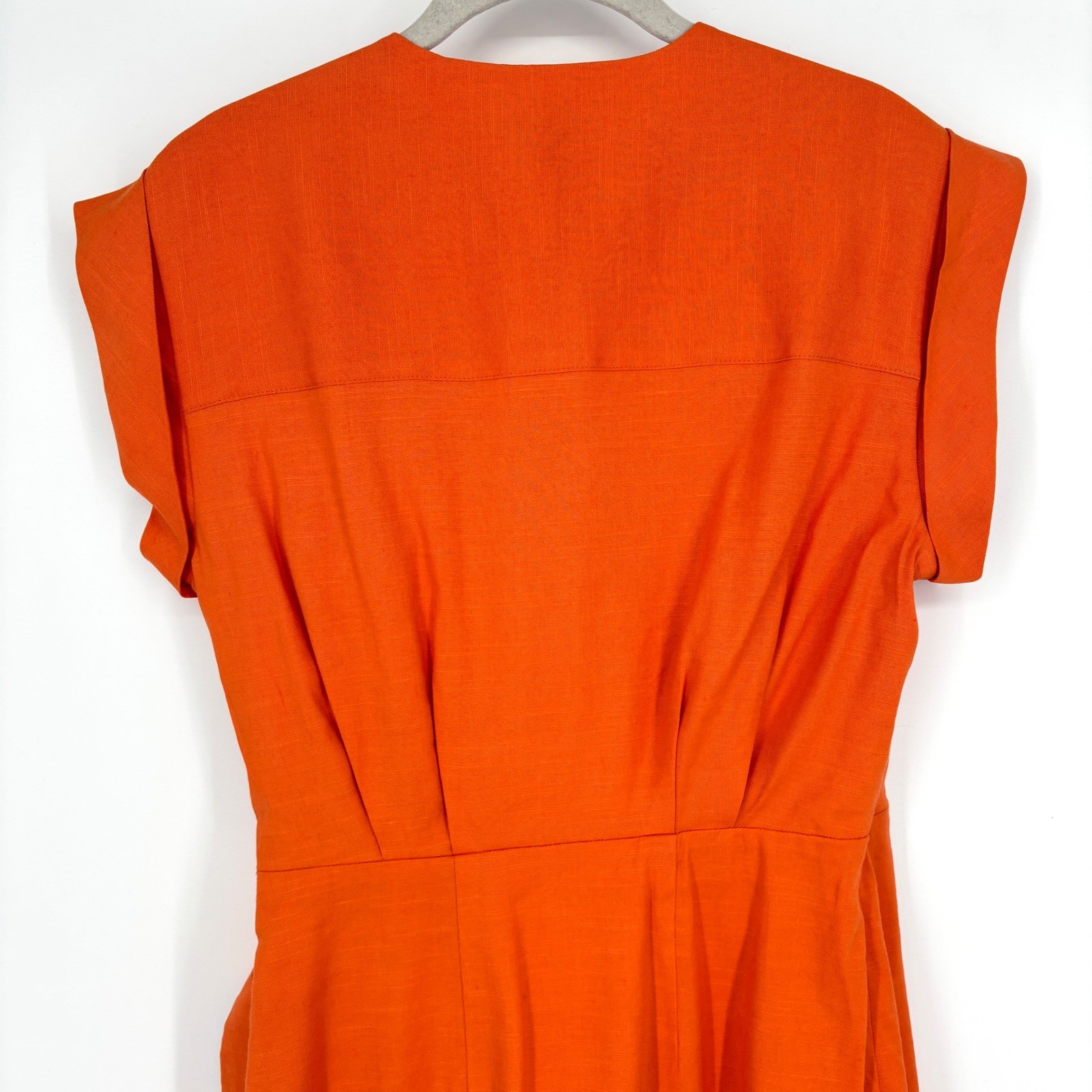 NWT Veronica Beard Octavia Wrap Midi Dress Linen Blend Belted Short Sleeve 4