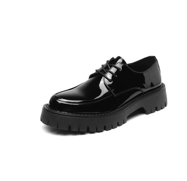 Men’s Shiny Leather Platform Dress Lace Up Business Wedding Shoes Fashion Party