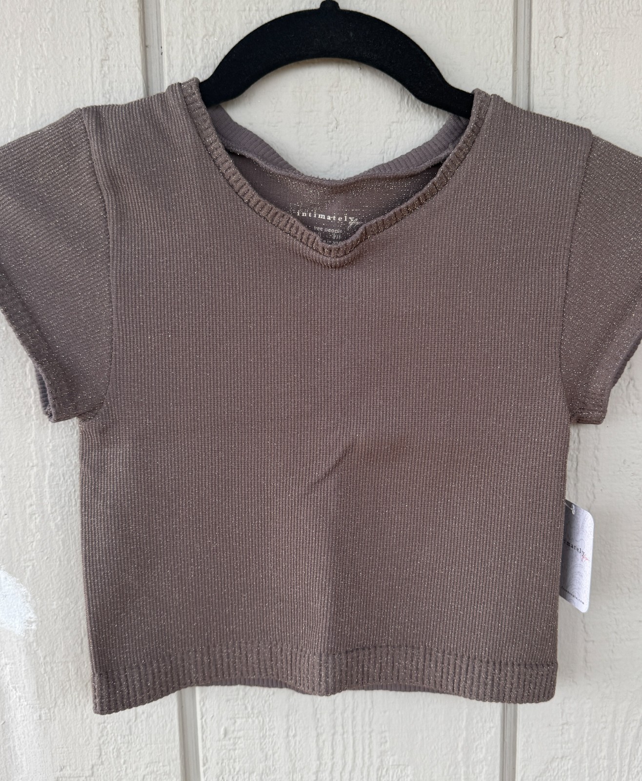 NWT Free People Intimately Midnight Glow Lurex Crop XS/S Grey Glitter ORIG $38