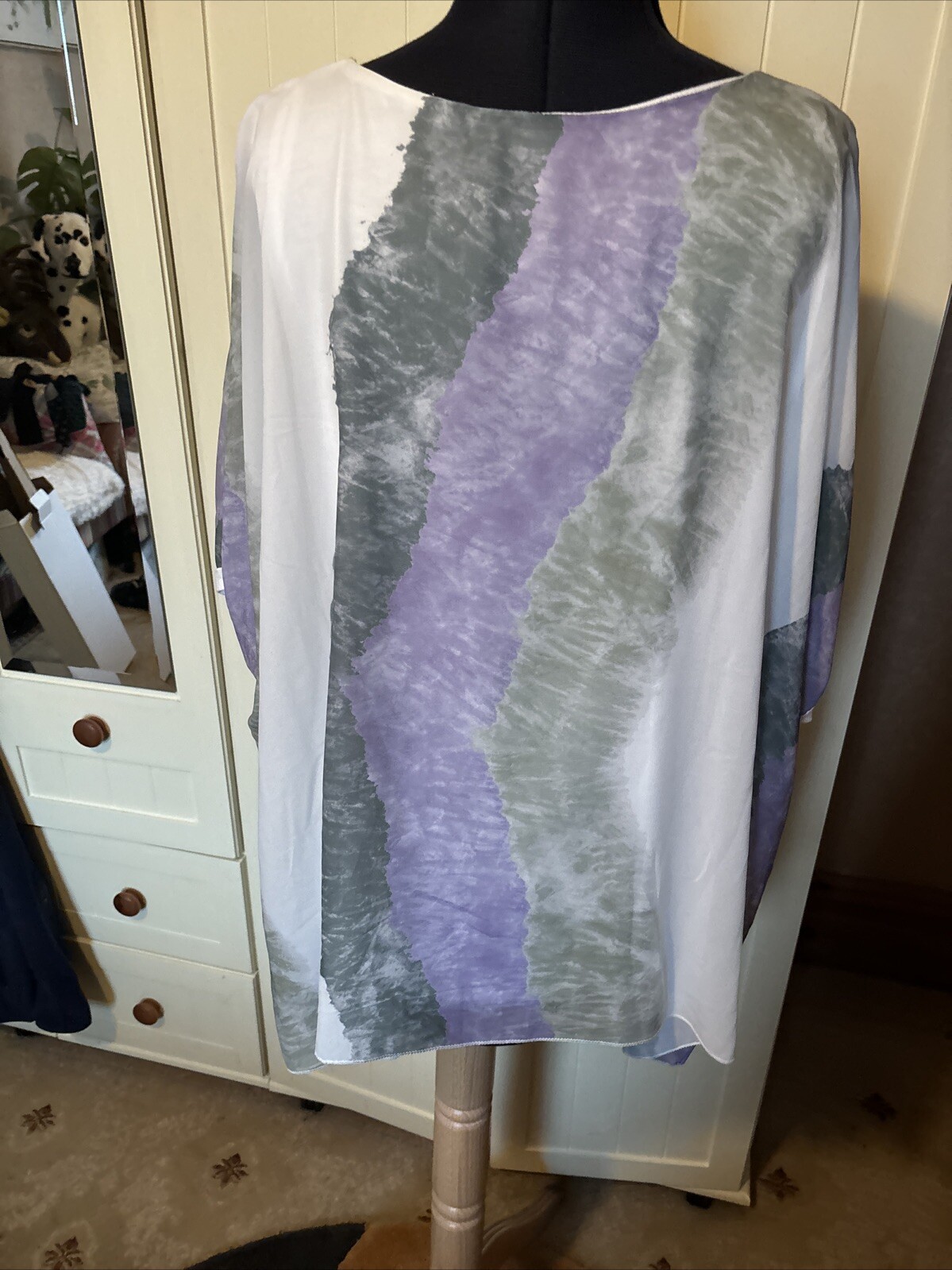 KLASS Preloved Ladies Top Size M Purple Mix Chiffon Layered Oversized Lagenlook