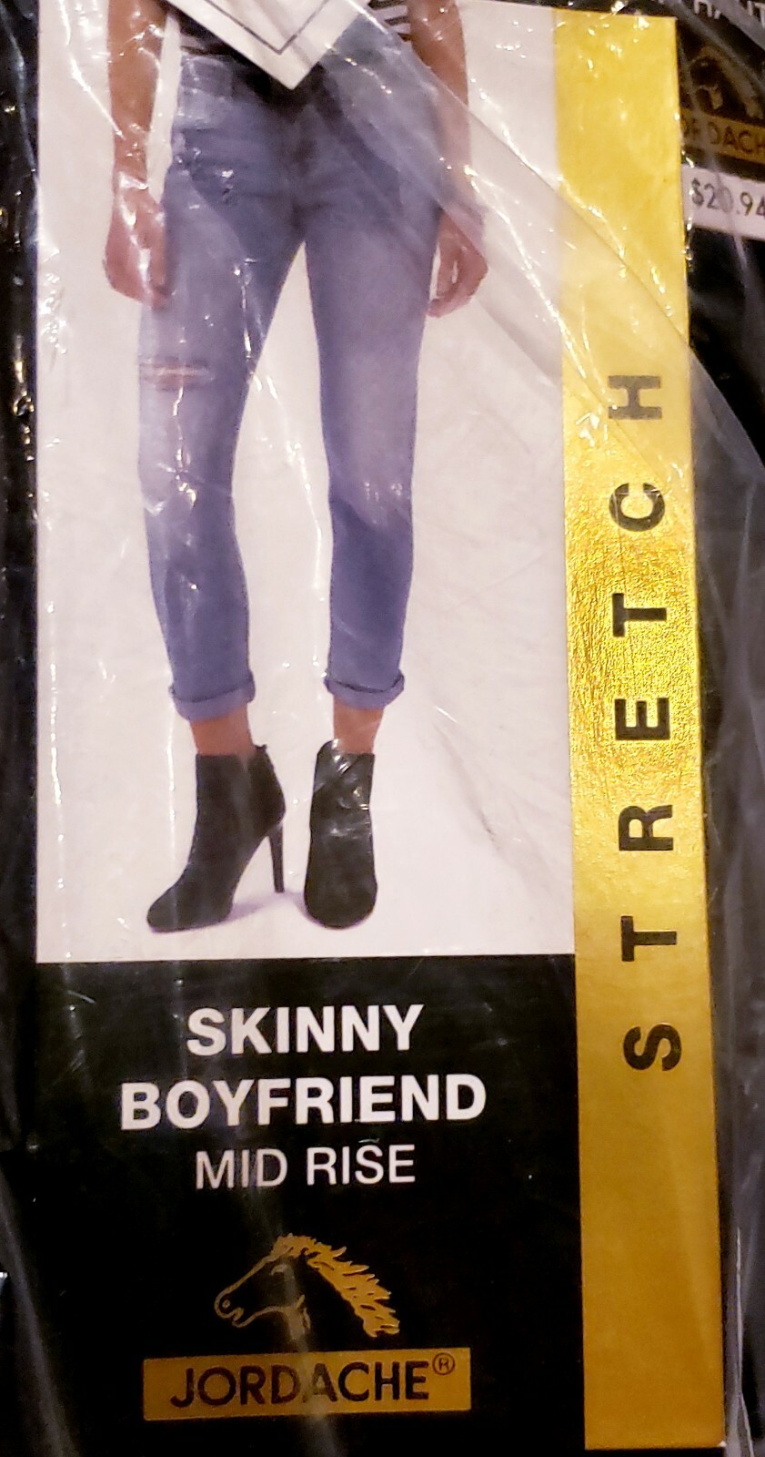 Jordache Women’s skinny boyfriend mid rise black With rhinestone Stripe size 4