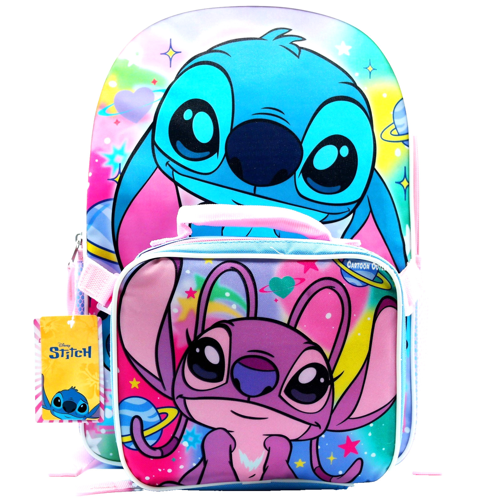 Disney Lilo & Stitch Angel w/Lunch Bag Backpack Set 16″ School Book Bag New