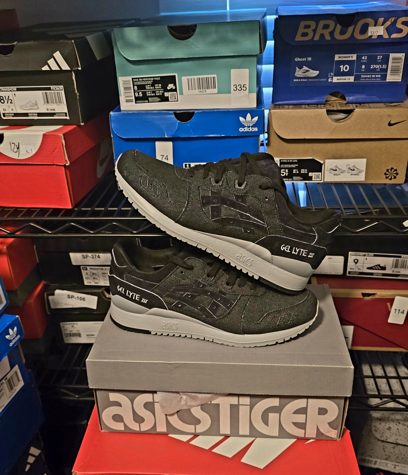Mens 8 Women’s 9.5 Asics Gel Lyte III Mid Grey/ Black Denim H7ZNQ-9690