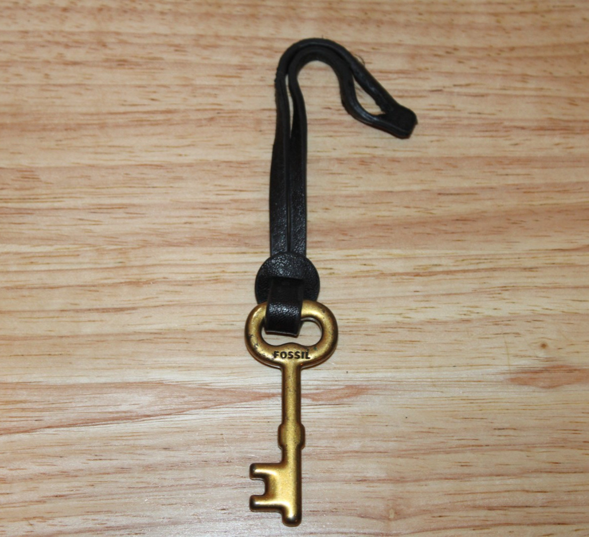 FOSSIL Antique Brass Gold Metal Brown Leather Vintage Style Key Replacement