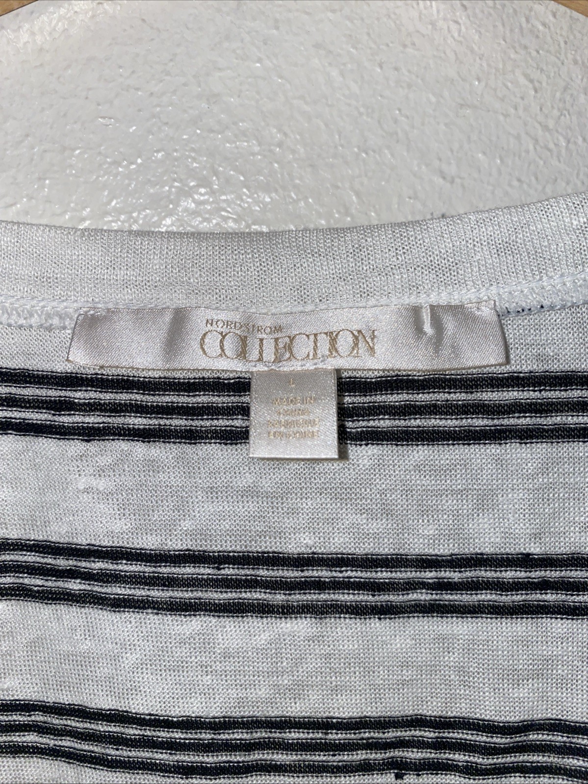 Nordstrom Collection White & Blue Striped Coastal Beach Linen Top Large NWT