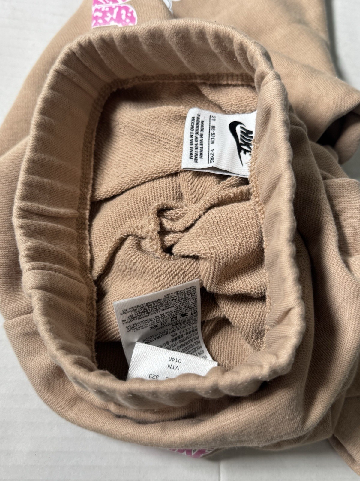 Pre Owned Excellent Nike Flare Sweatpants Printed Brown Tan Toddler Girl Size 2T