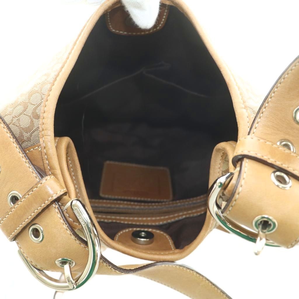 Coach Canvas Leather Shoulder Bag Beige 10-11.6in Vintage B Condition