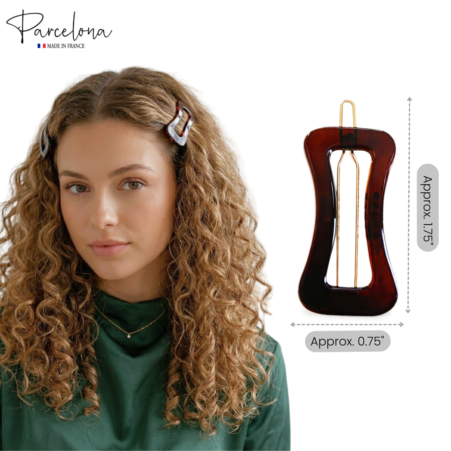 Parcelona Wavy 1.75″ Tortoise Shell Small Hair Clip Tige Boule Barrette Womens