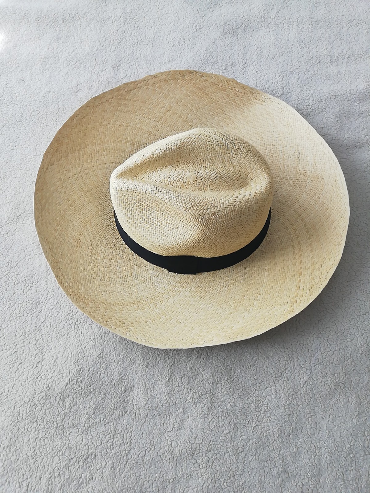 GENUINE ECUADOR HAT “PANAMA HAT” 100% TOQUILLA STRAW LARGE 60Cm CLASSIC BEIGE