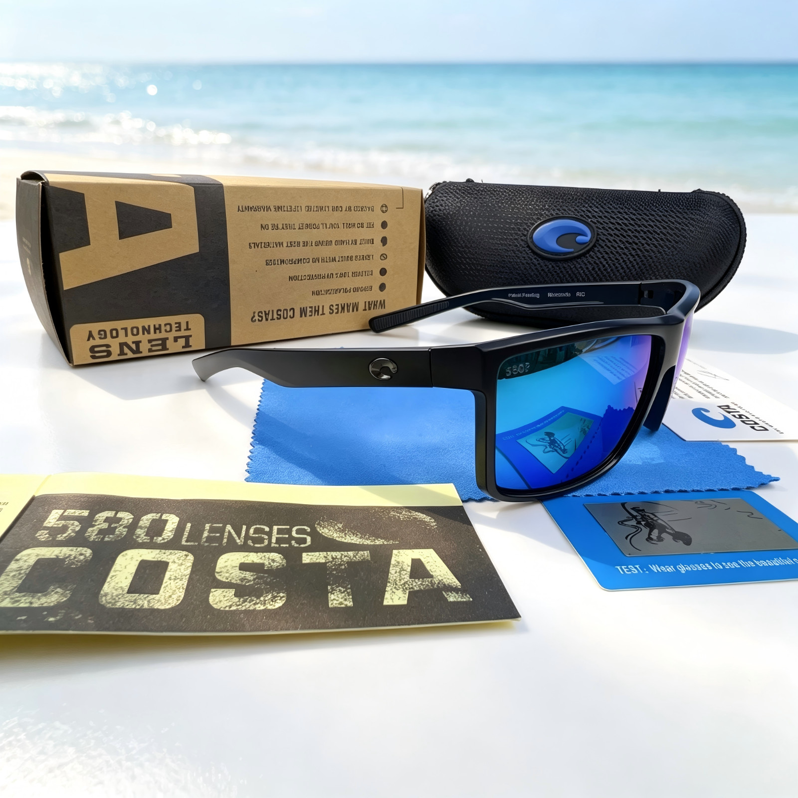 Costa Del Mar Rinconcito Black /blue Polarized Sunglasses 580P High-end TR90