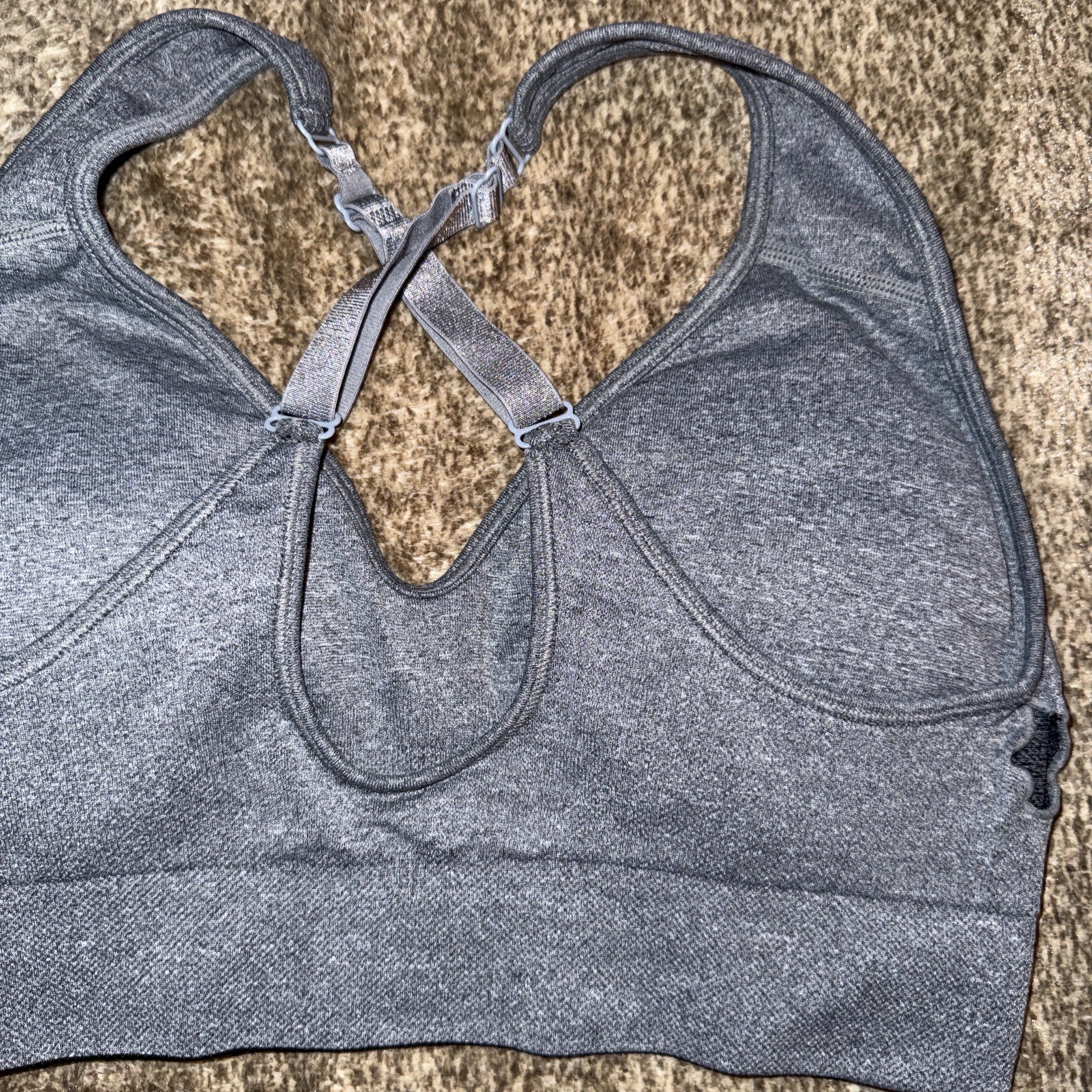 Pre-Owned Puma Gray Black White Convertible Sports Bra Medium M