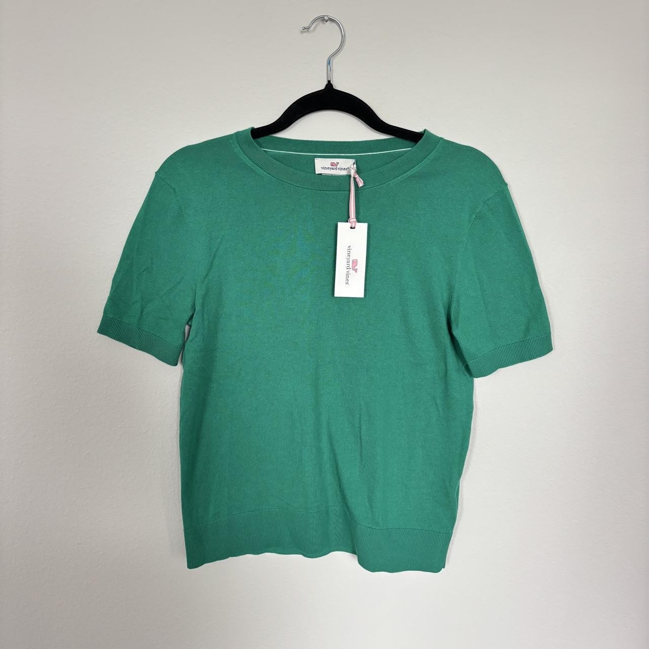 NWT Vineyard Vines Luxe Short Sleeve Sweater Green Cashmere Blend S $110