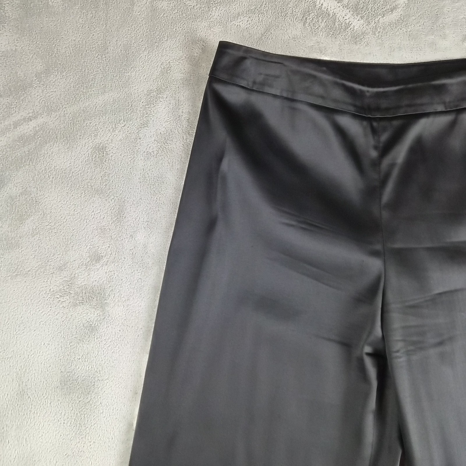 Vintage Rafaella Pants Womens 8 Black Satin Straight Wide Leg Trouser Dressy