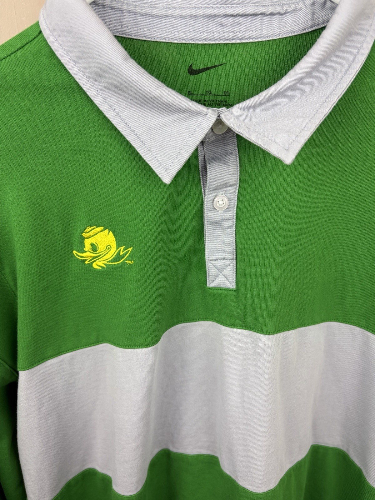 Nike Campus Collection Oregon Ducks Striped Piqué Polo Shirt Men’s XL LS Logo