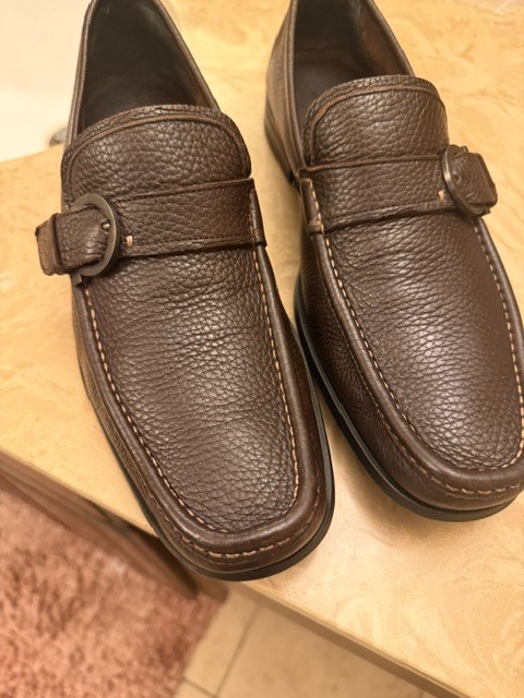 Salvatore Ferragamo Gancini Loafers Brown Leather Buckle Slip On Dress Shoes 10D