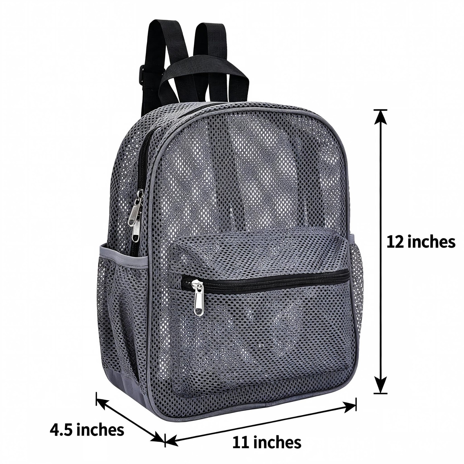 MAY TREE Grey Mesh Backpack for School, Beach, 10*4.5*12 inches, Grey-5