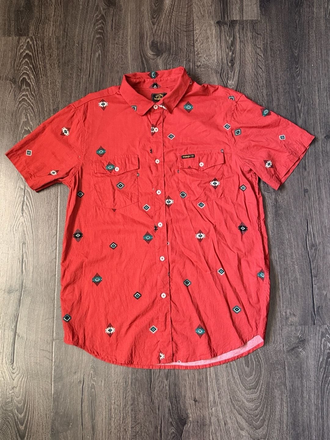 Billabong x Wrangler Southwestern Aztec Print Short Sleeve Button Down Shirt