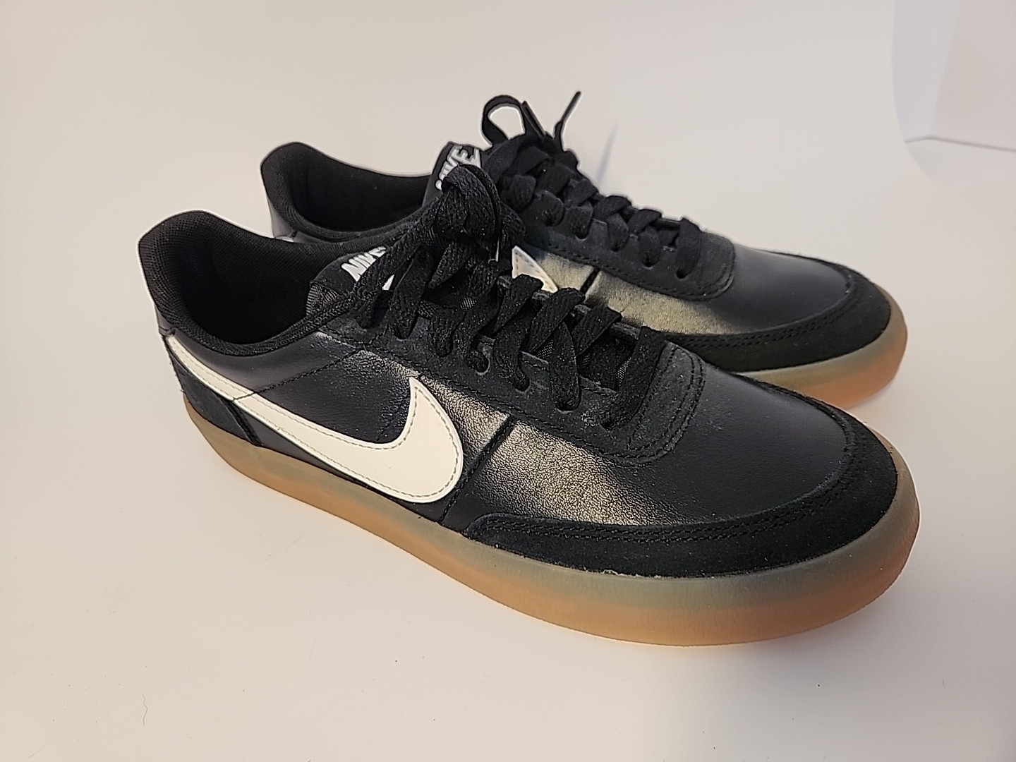Nike Killshot 2 Black Leather White Swoosh Gum Sole Men 6.5 Women 8 NEW NO BOX