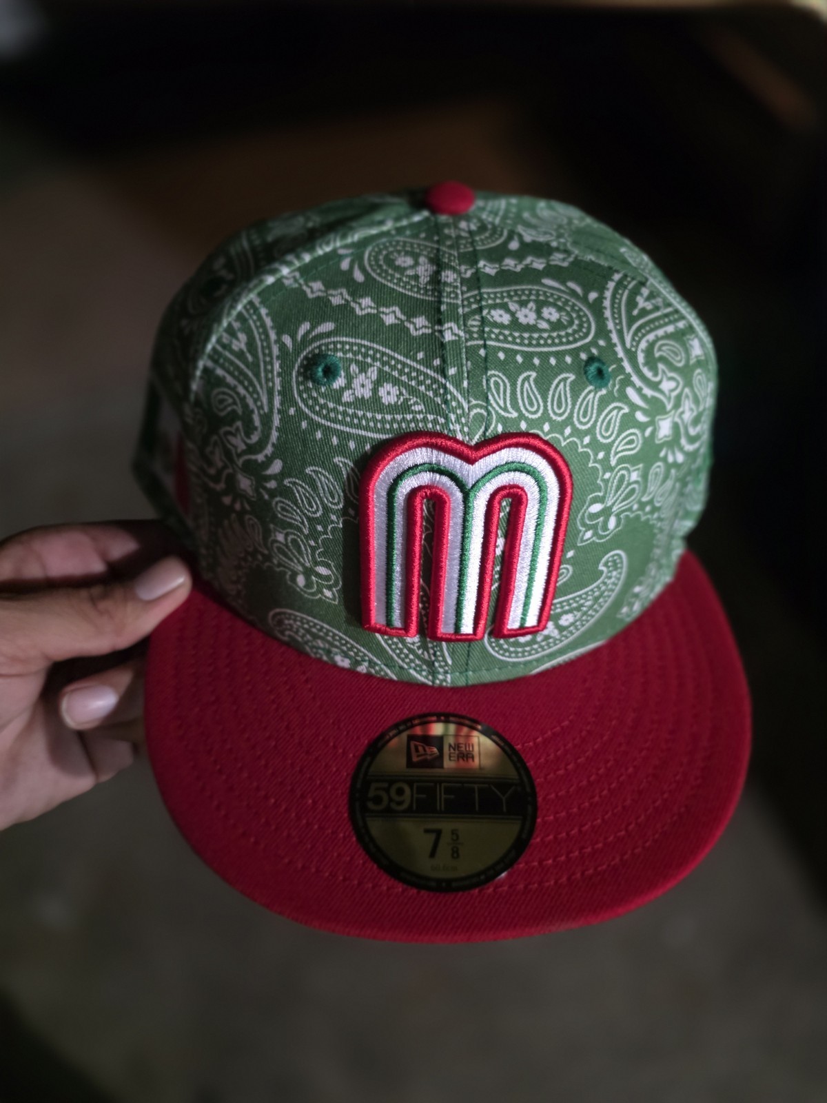 New Era 59FIFTY Baseball Cap Fitted Green/Red Paisley Men’s 7 5/8
