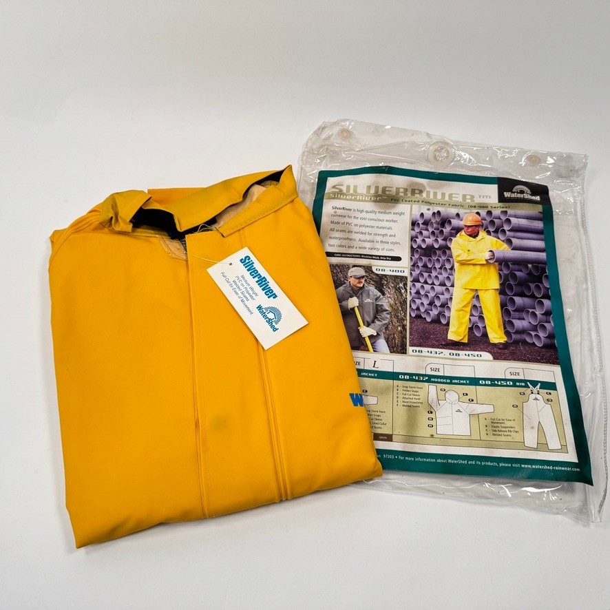 WaterShed SilverRiver PVC Coated Polyester Large Yellow Rain Jacket NEW
