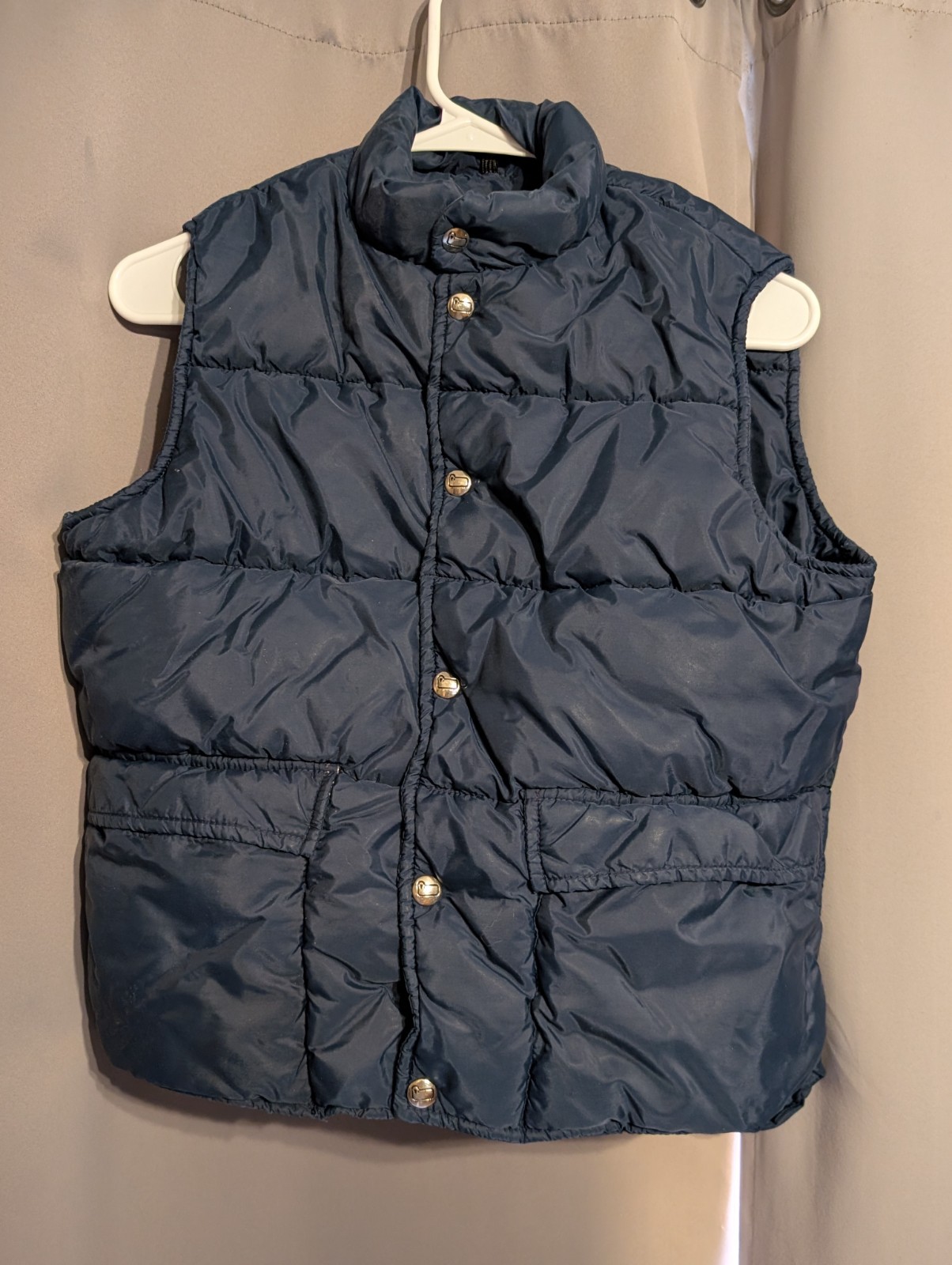 Woolrich Men’s Blue Insulated Puffer Vest Button Front Stand-Up Collar M