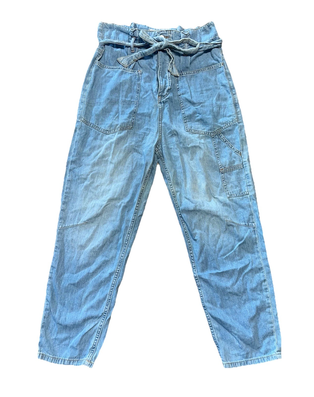We the Free Jeans Womens 28 Blue Paperbag Waist Denim Button Fly Utility High