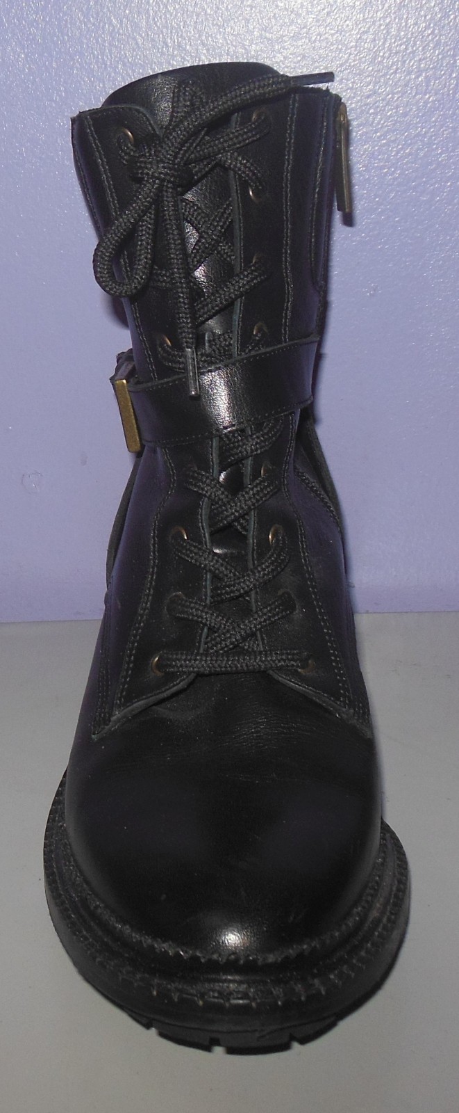 Aquatalia Octavia Waterproof Calfskin Black Leather Combat Boots 8.5 M