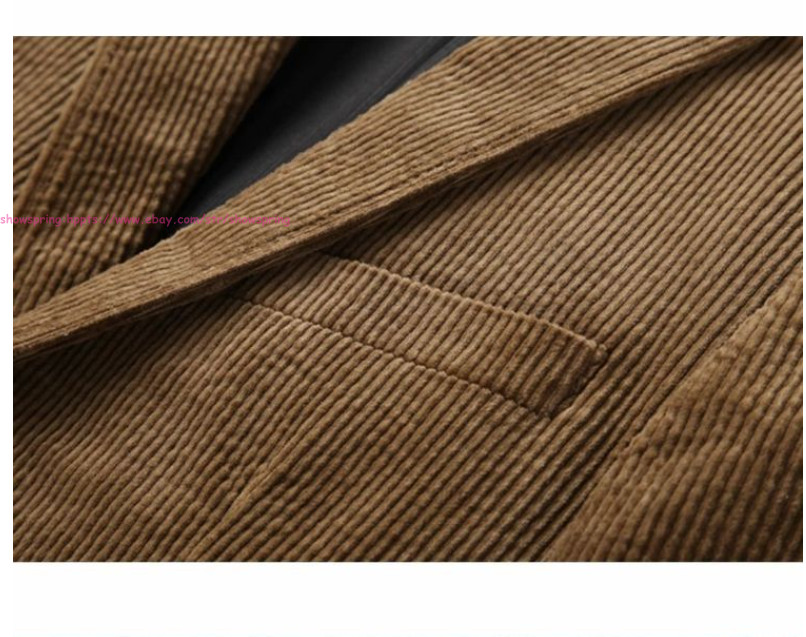 Men Vintage Casual Work Wear Corduroy Suit Fall Winter Blazer Jacket Sport Coats
