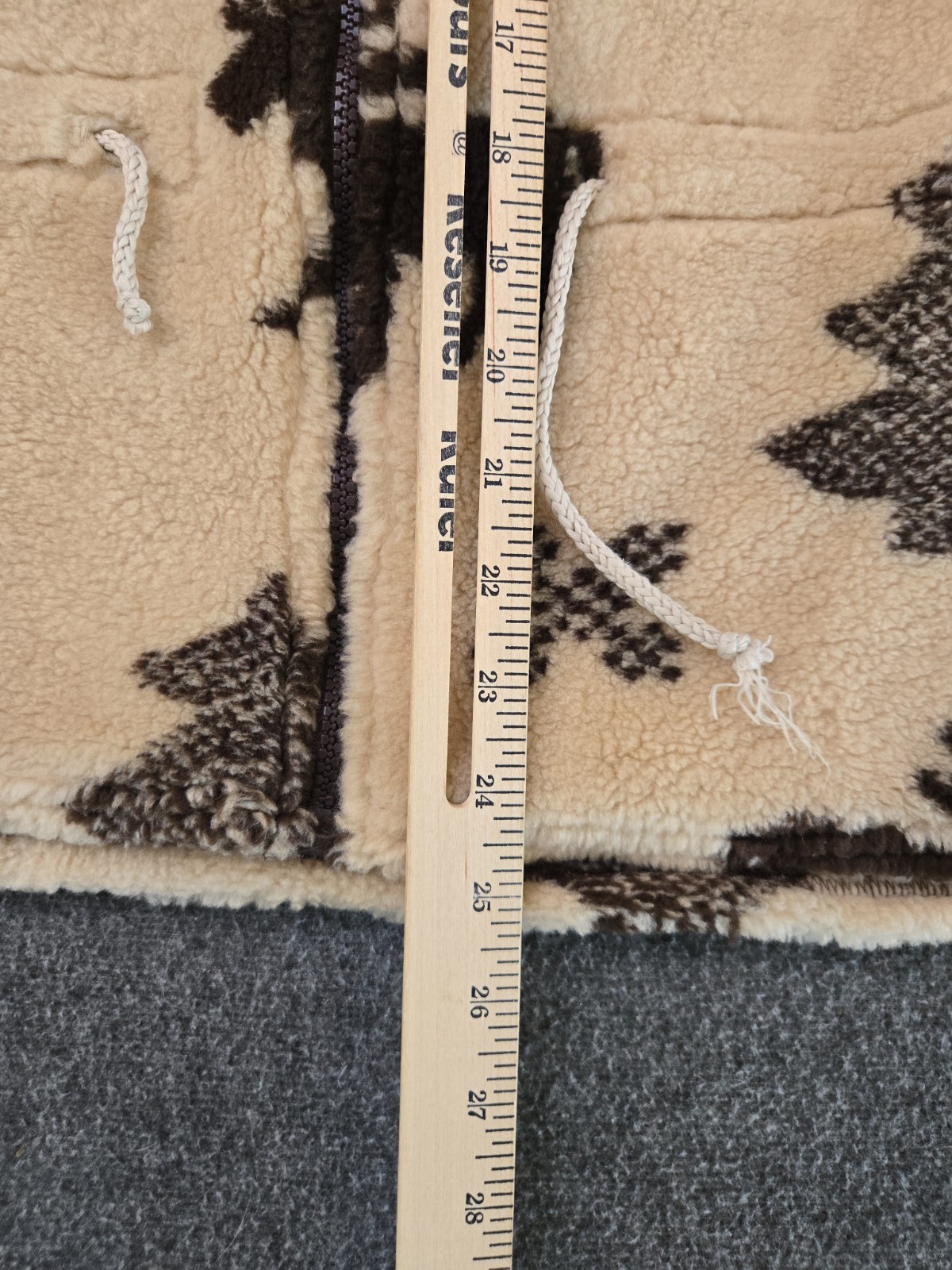 CDS Vtg 90s Cabincore Full Zip Sherpa Fleece Vest Womans Sz Lg Brown Moose Trees