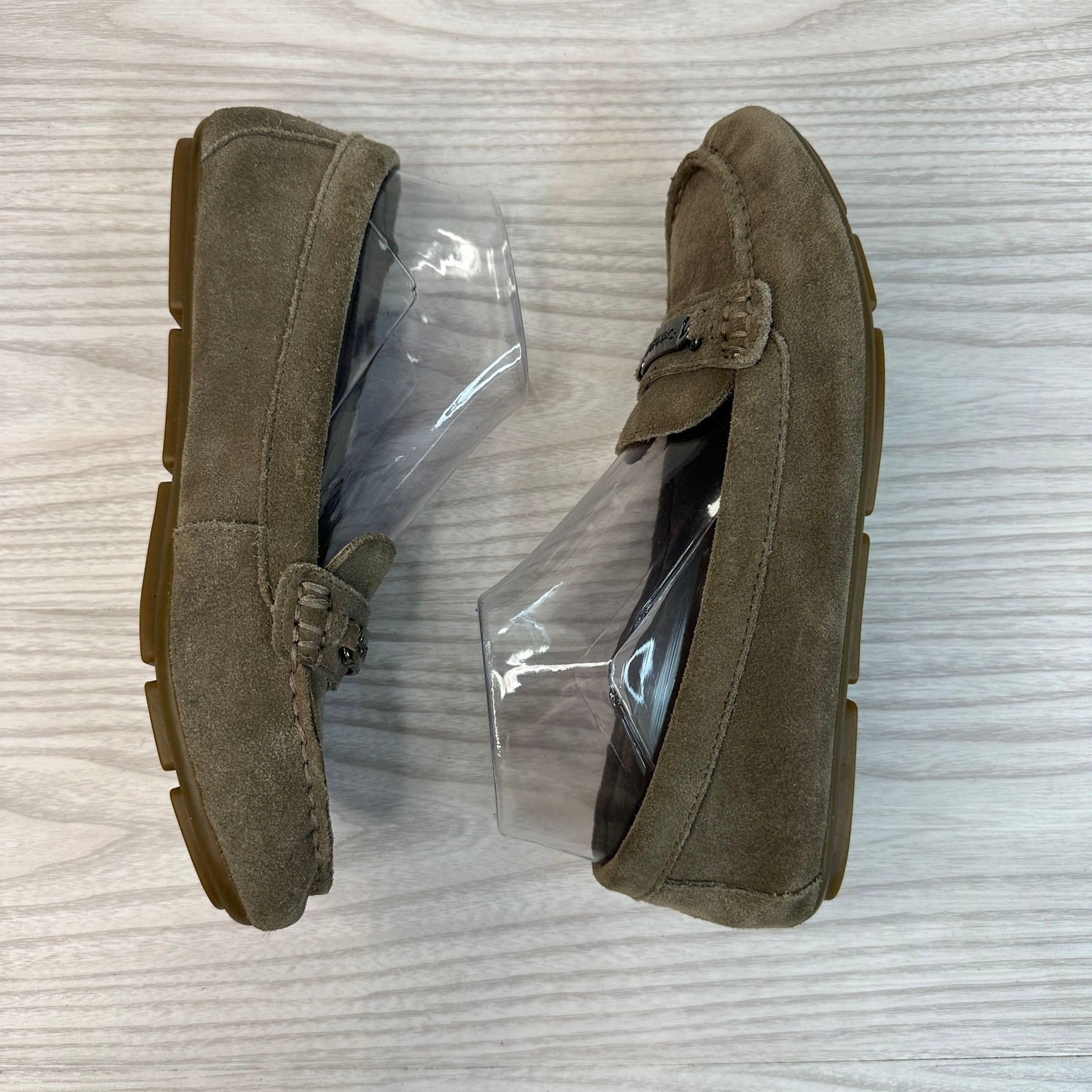 Calvin Klein Lunas Suede Loafers Womens US7.5 Taupe Brown Moccasins Flats Casual