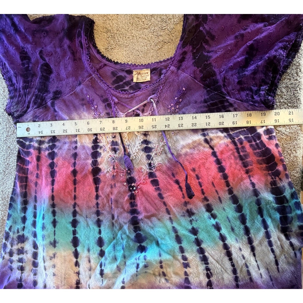 Vintage Advanced Apparels Tie-Dye T-Shirt Bohemian Fun Flowy Summer Top