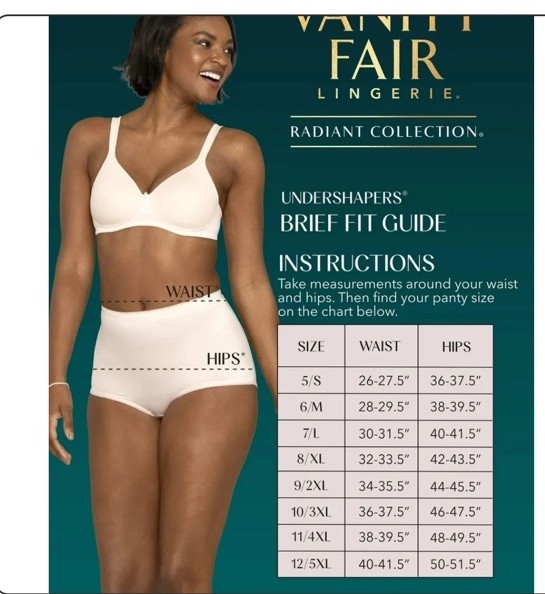 NEW Vanity Fair Radiant Collection Light Control Undershapers 3 Pack Hi-Cut 4XL