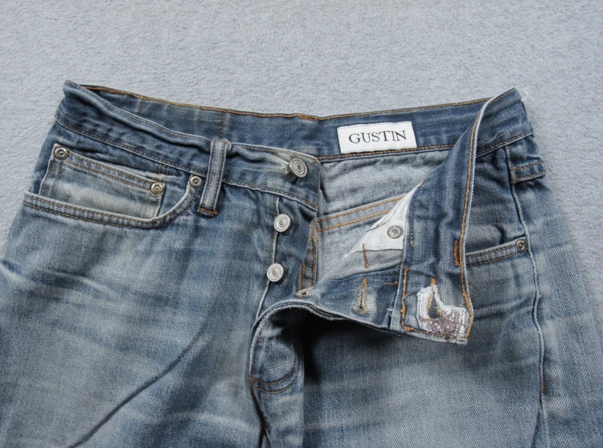 *RARE*Gustin Jeans #29 Sz. 31×32 Selvedge Straight Light Italy 11 oz fit 29×32