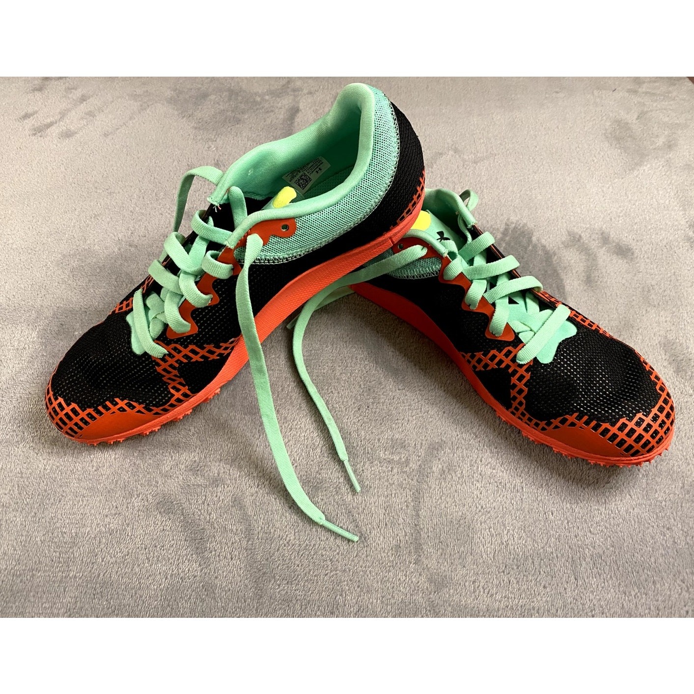 Under Armour XC Racing Track Spikes Unisex Size M9 / W10.5 Black Mint Neon Red