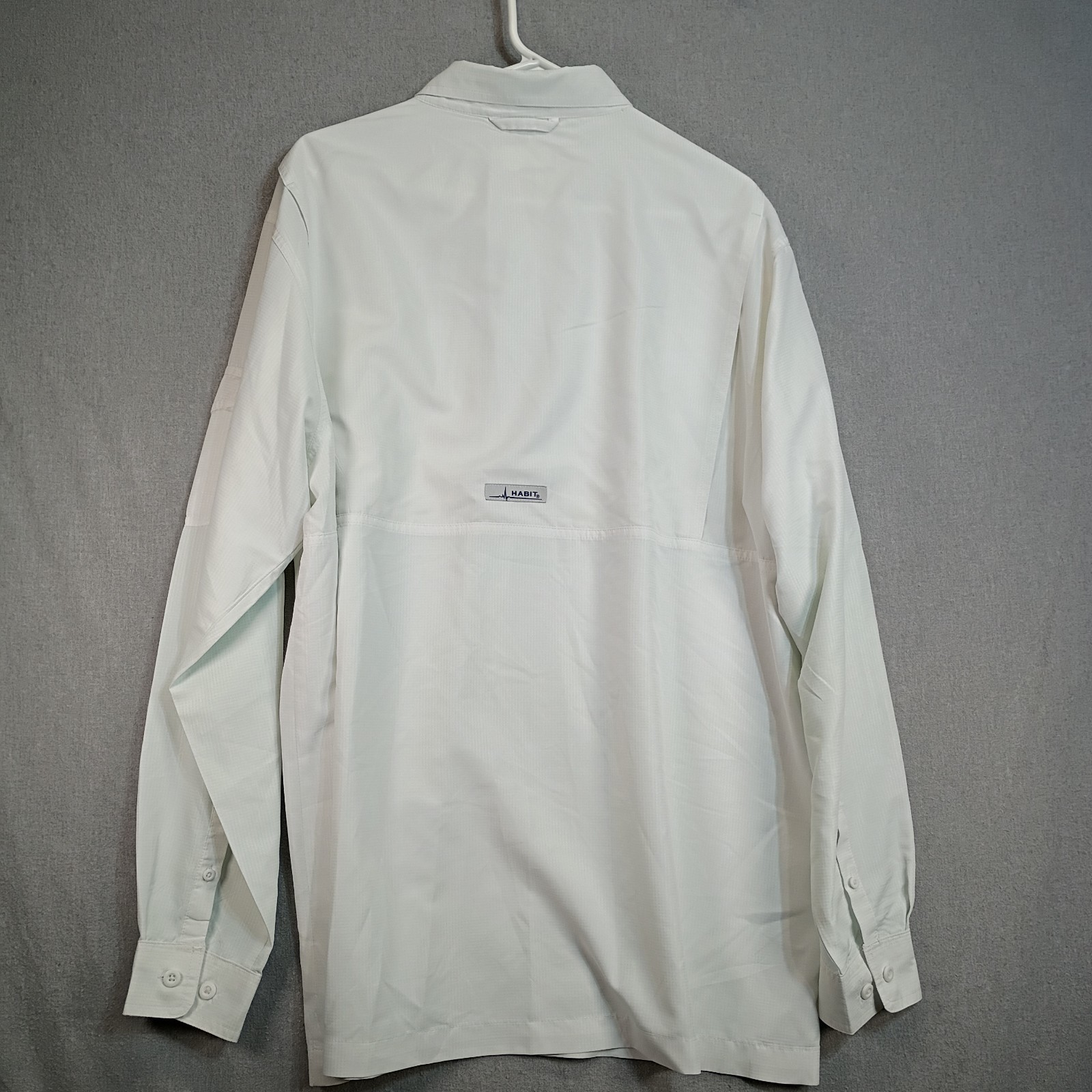 Habit L White Performance Fishing Shirt UPF 40+ Vented Solar Factor Utility Hike