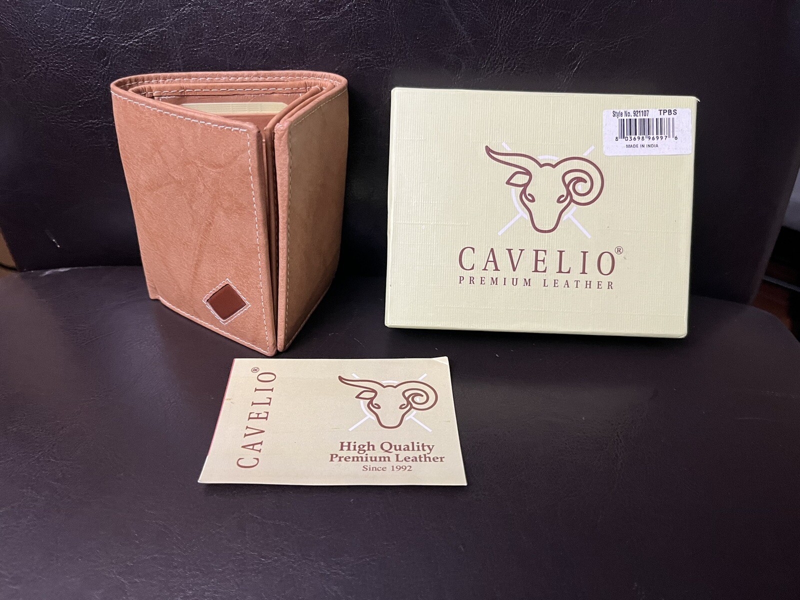 Cavelio Trifold Men’s Premium Leather Wallet Black or Brown