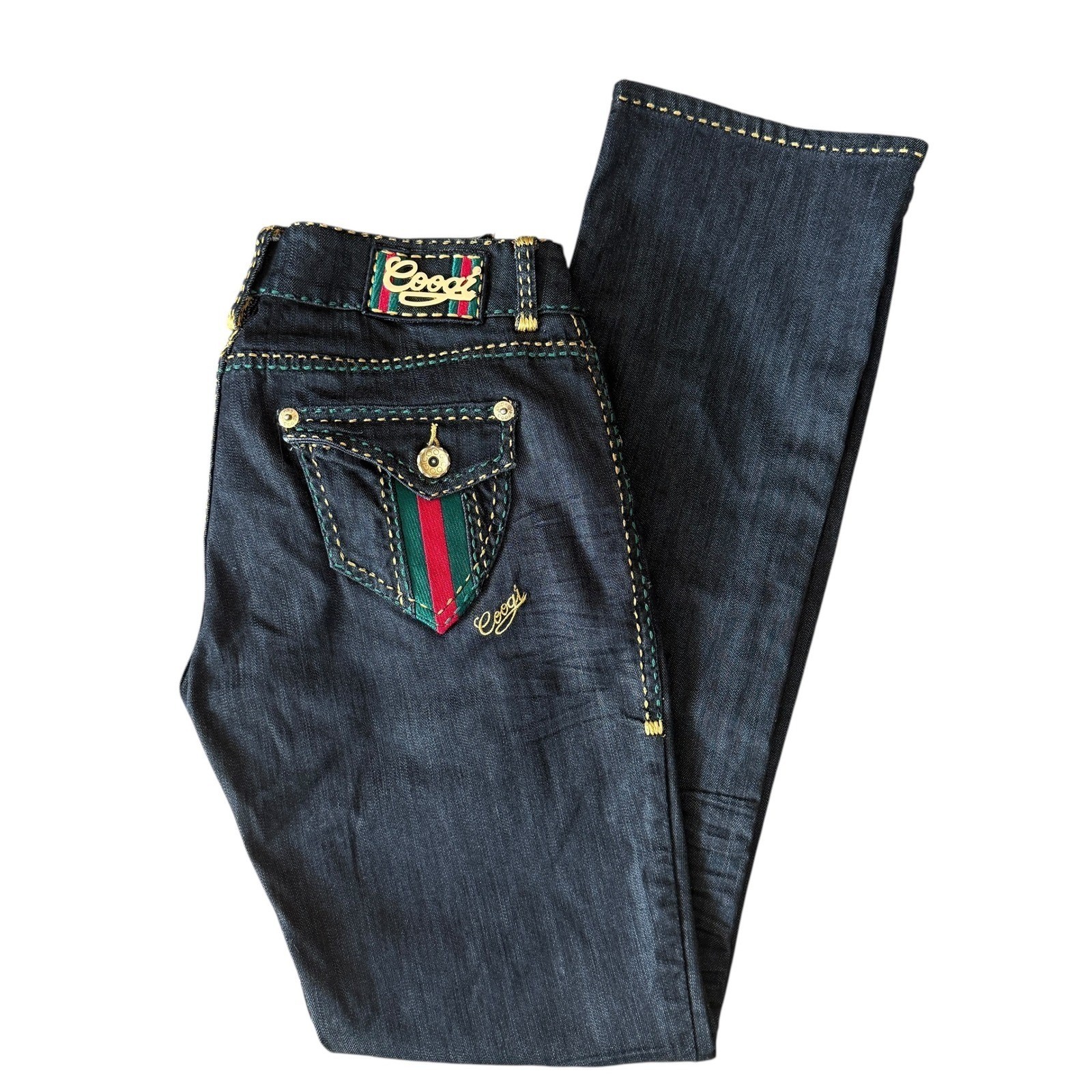 COOGI Jeans Dark Wash Bootcut Embellished Stitching Logo Size 11/12