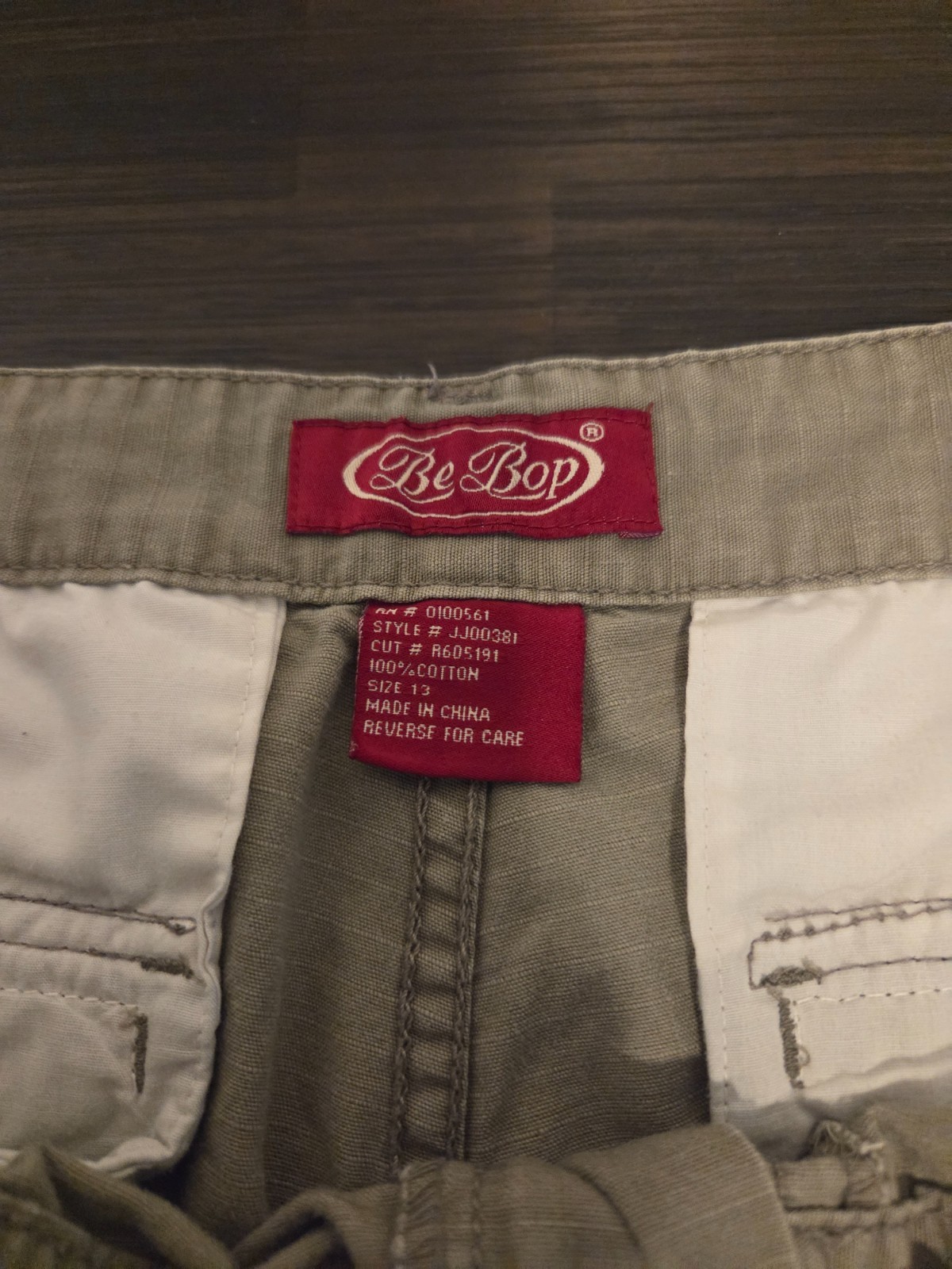 Be Bop Cargo Pants Green Y2K Utility Cotton Ripstop Flare Leg Womens 13 JJ00381