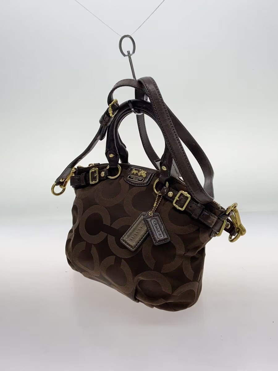 COACH Handbag Madison Op Art Dark Brown Leather Canvas BRW Patterned