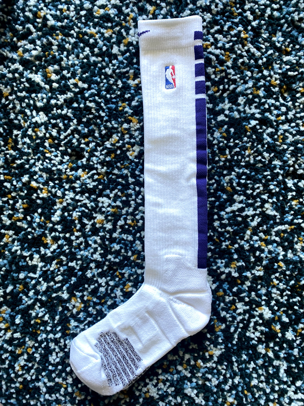 Nike NBA Authentic Player Team Issued Socks White/Dark Purple Power Quick Elite