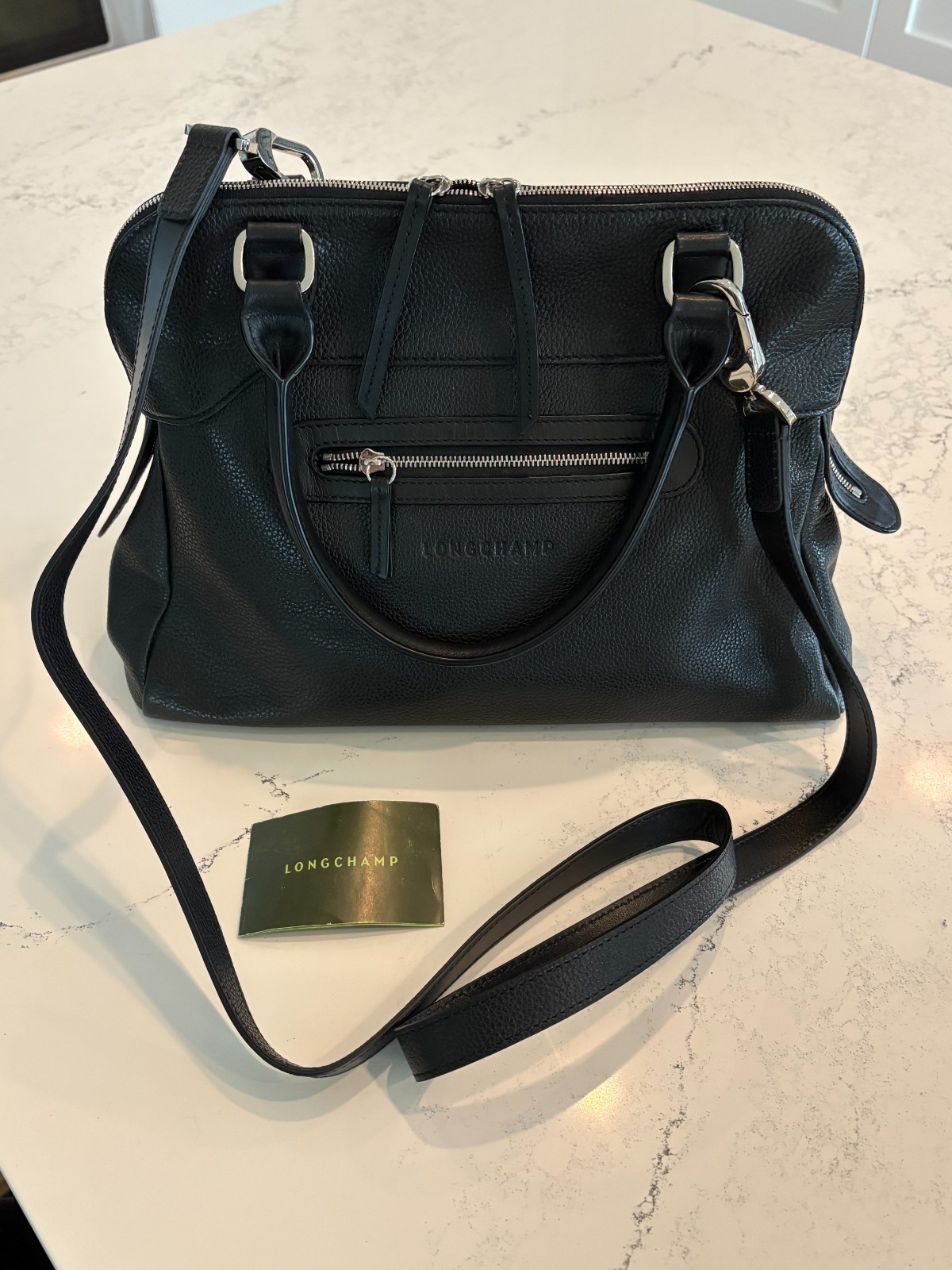 Longchamp Black Leather Handbag NWOT