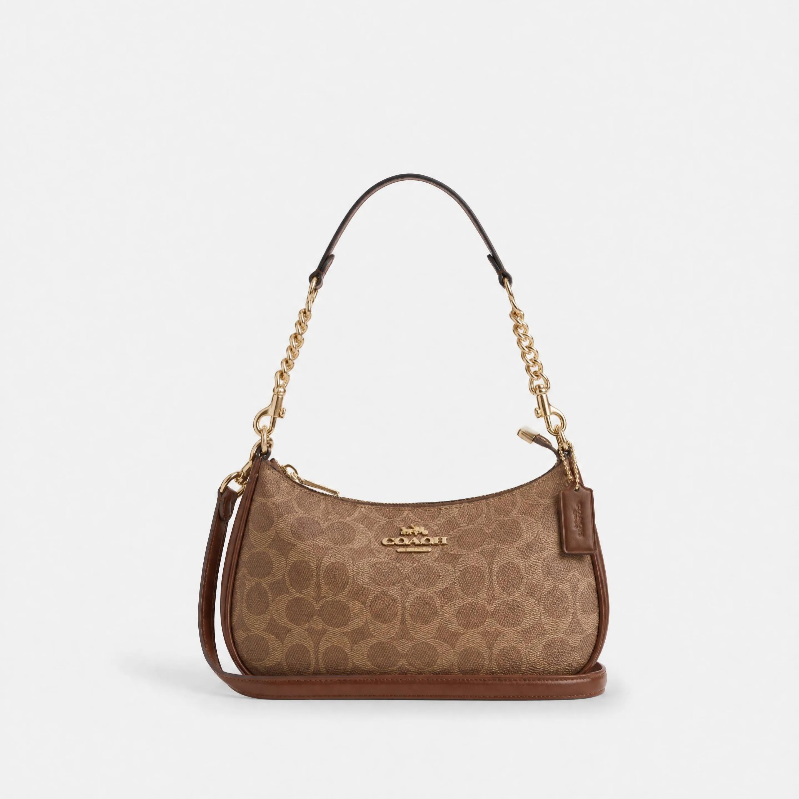 COACH Teri Signature Coated Canvas Tan Brown Excellent