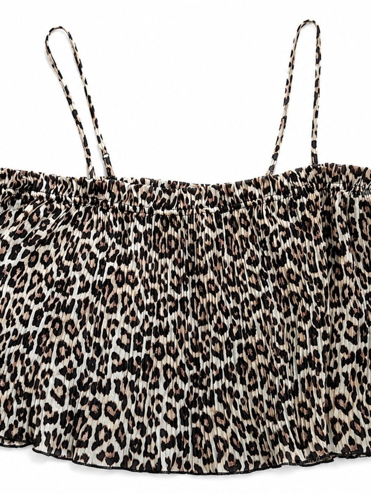 H&M Leopard Print Pleated Crop Cami Top Size Large