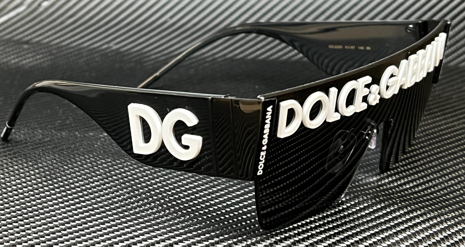 DOLCE & GABBANA DG2233 01 87 Black Rectangle Square Men’s 43 mm Sunglasses