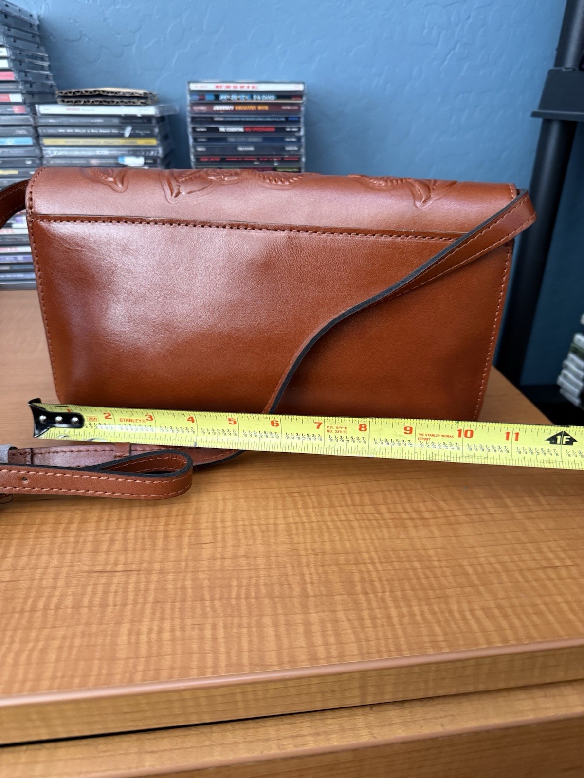 Patricia Nash Crossbody Bag Rose Tooled Leather British Tan Illina NWT