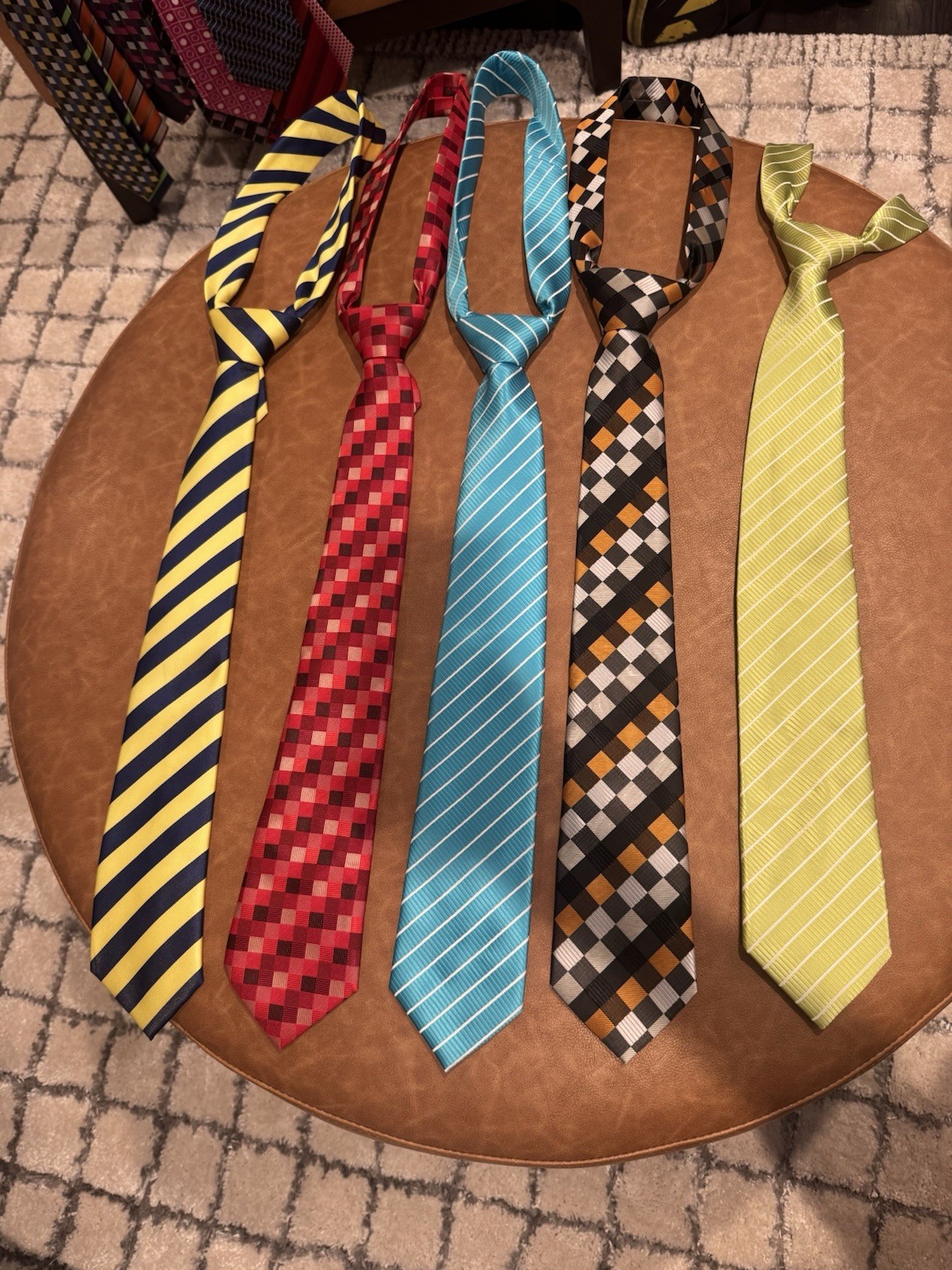 Men’s Tie Lot of 5 Multicolor Striped/Check