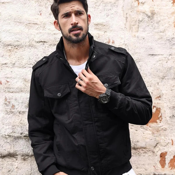 TACVASEN Men’s Winter Bomber Jacket XL Black Fleece Cotton Casual Cargo Military
