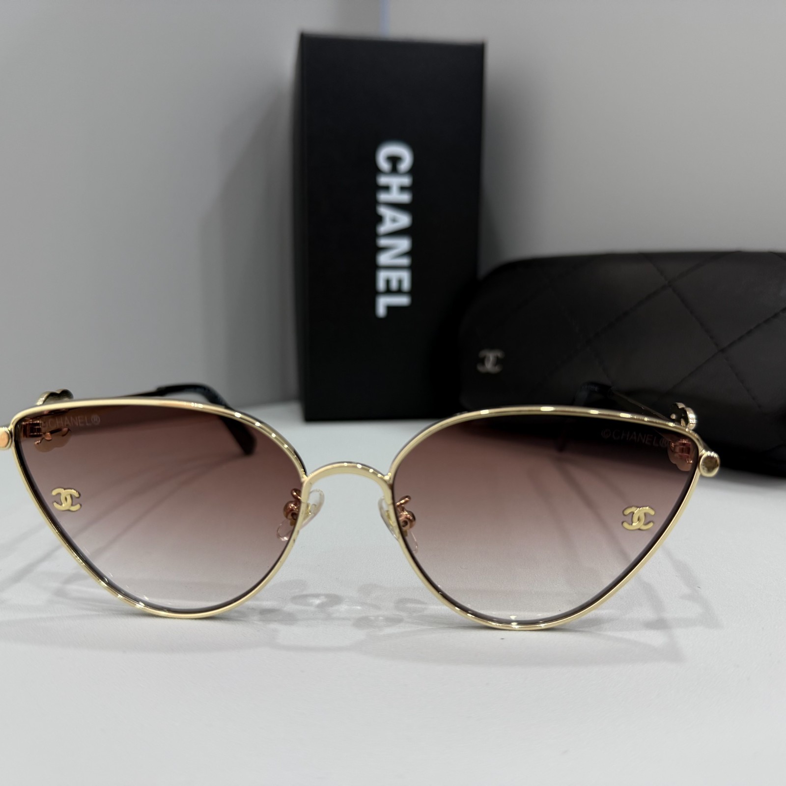 Chanel CH8831 Gold Metal Cat-Eye Frame Women’s Sunglasses 57-17-145