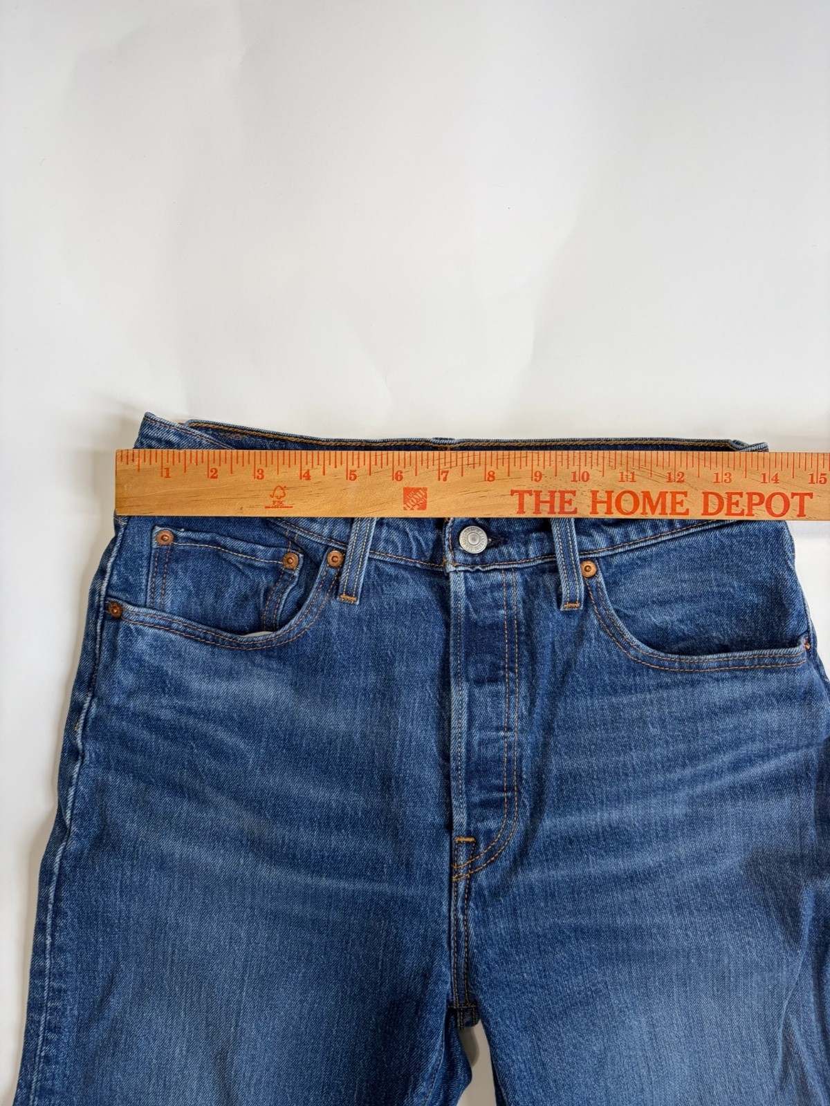 Levi’s Premium 501 High Rise Button Fly Straight Leg Jeans Sz 28×32 Dark Wash