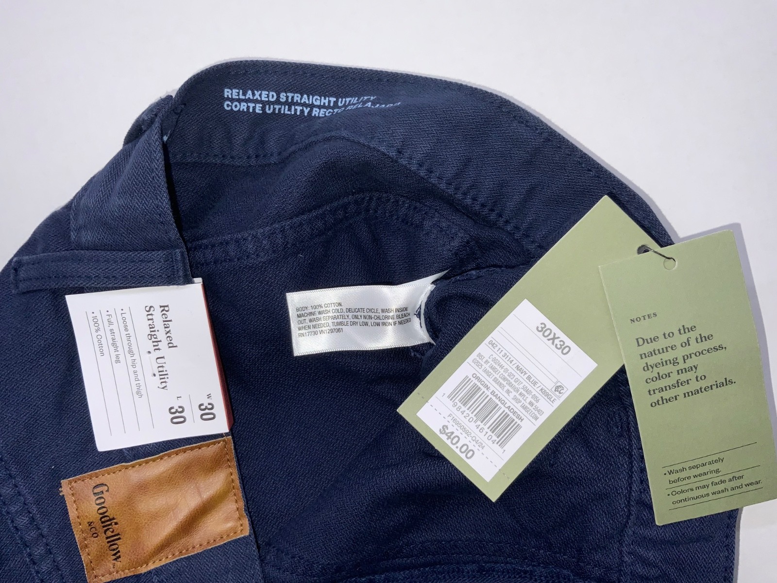 Men’s Vintage Relaxed Straight Fit Utility/Carpenter Pants Midweight Denim